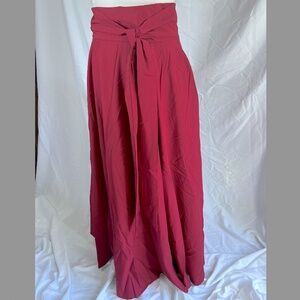 Maroon/ Wine Red Shein Maxi Skirt with Tie Front, Zip Up
